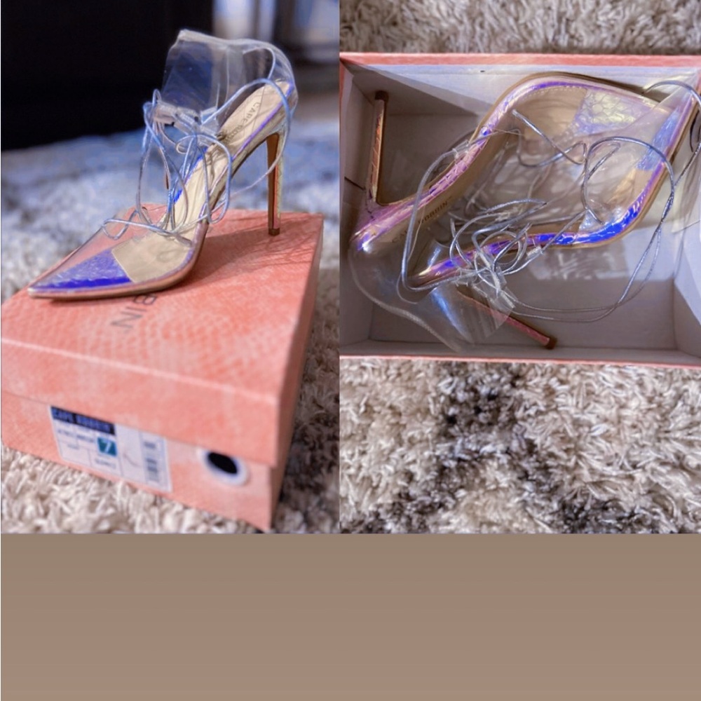Clear and Purple Stiletto Heels